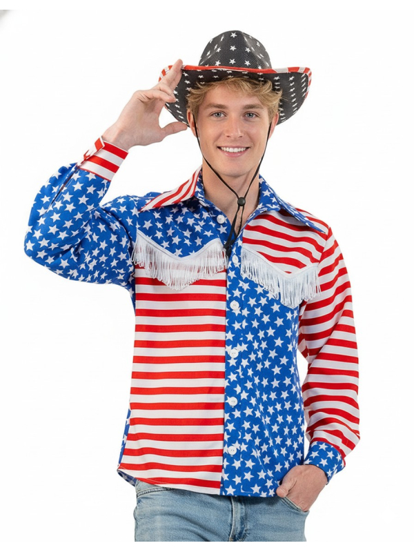 Déguisement de Cow-boy Américain – Chemise Western aux Couleurs du Drapeau USA
