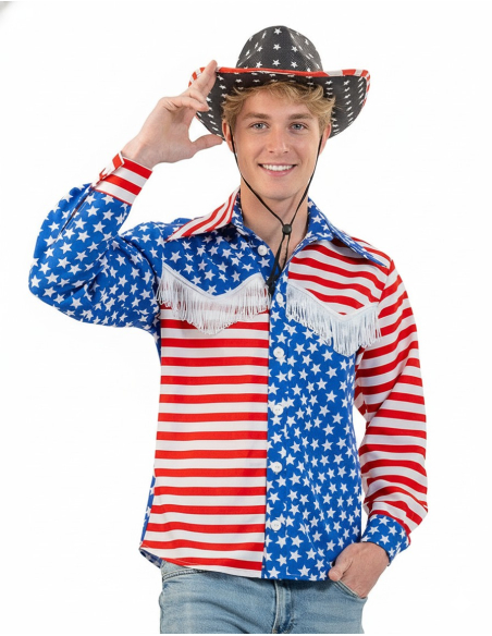 Déguisement de Cow-boy Américain – Chemise Western aux Couleurs du Drapeau USA