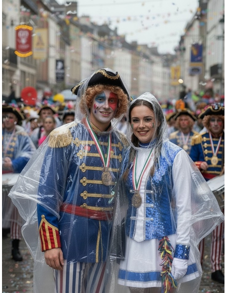 Poncho de pluie transparent – Taille unique mixte – Spécial Carnaval de Dunkerque
