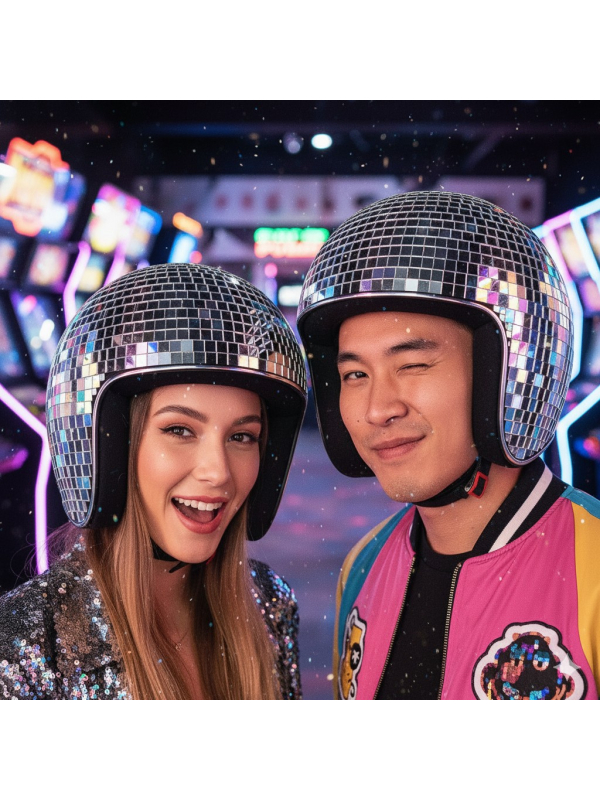 Casque Boule à Facettes Disco – Accessoire Années 70 pour Soirées, Danse & Spectacles