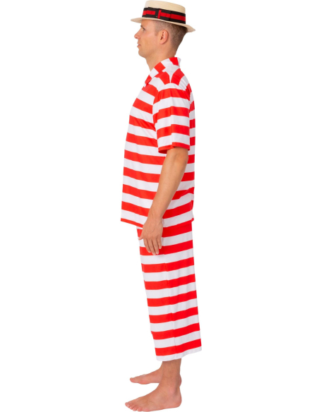 Costume de Bain Rétro Homme Rouge & Blanc – Style 1900