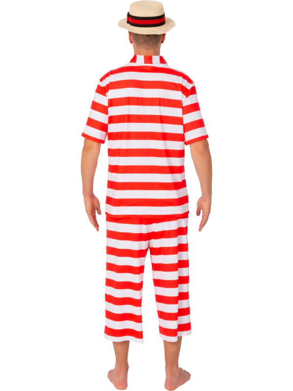 Costume de Bain Rétro Homme Rouge & Blanc – Style 1900