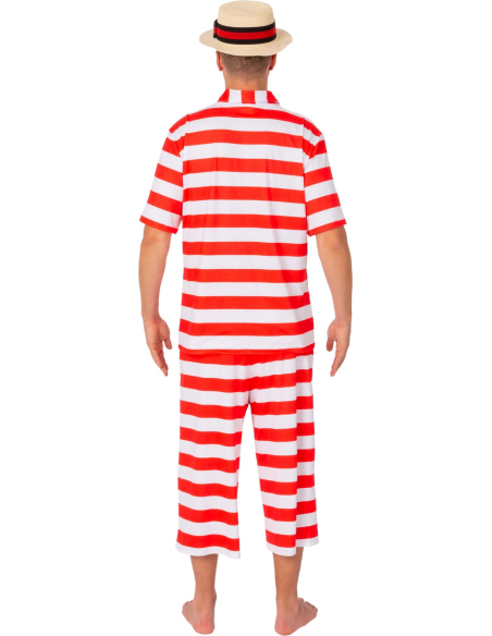 Costume de Bain Rétro Homme Rouge & Blanc – Style 1900
