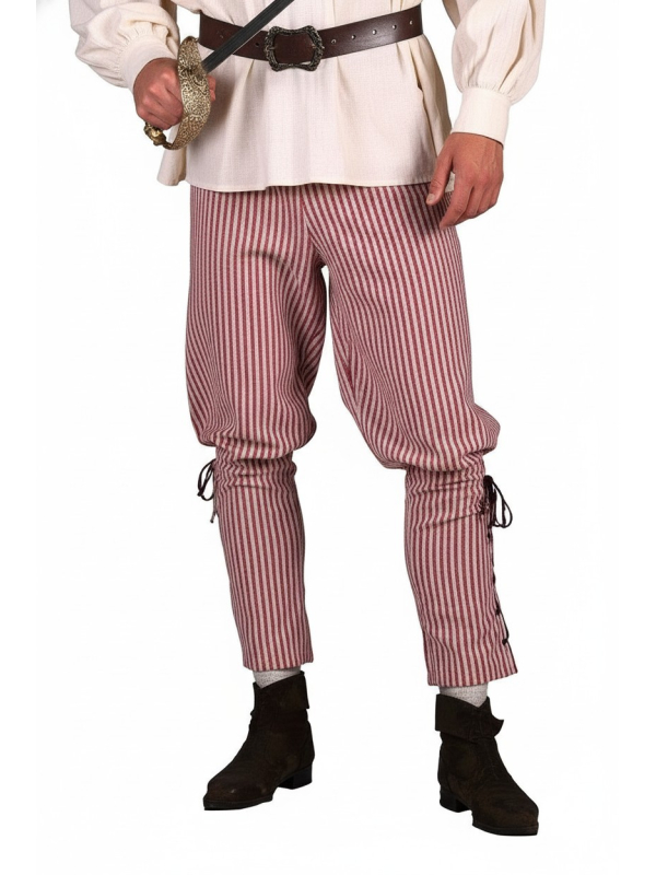 Pantalon Pirate/Moyen Âge Rouge et Blanc - Haute Quali