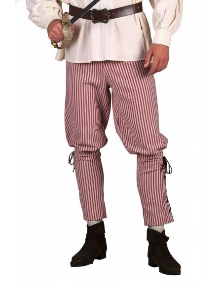 Pantalon Pirate/Moyen Âge Rouge et Blanc - Haute Quali