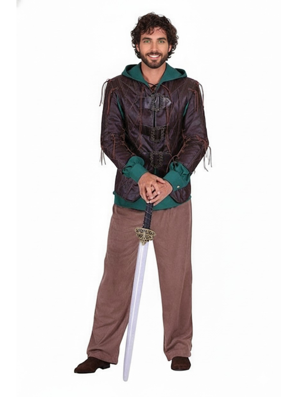 Costume Médiéval Homme Haut de Gamme – Veste Simili Cuir, Chemise & Pantalon