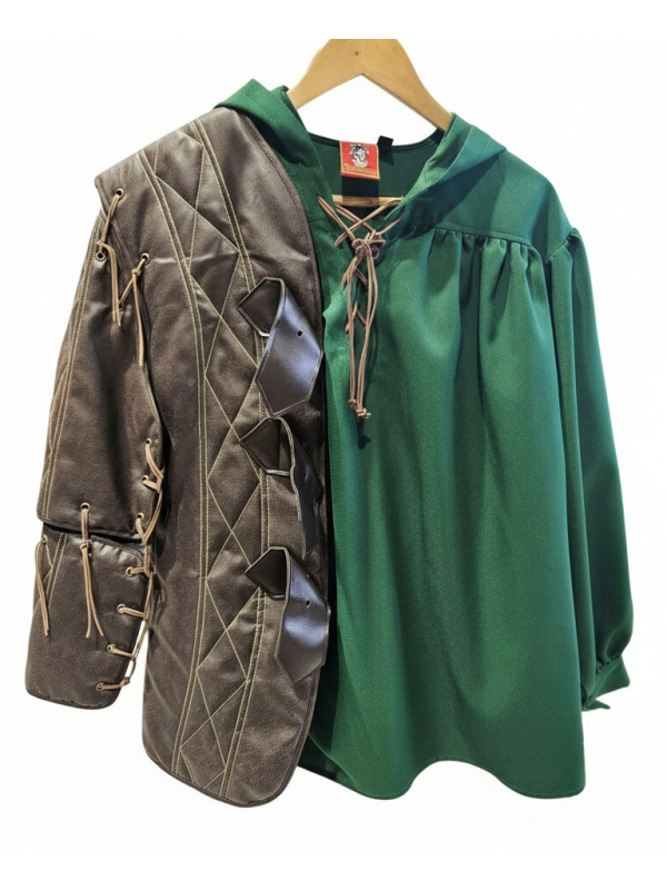 Costume Médiéval Homme Haut de Gamme – Veste Simili Cuir, Chemise & Pantalon