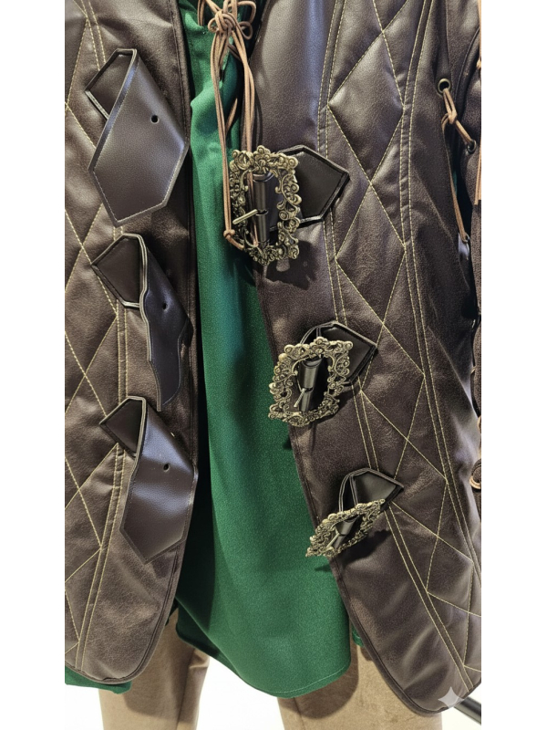 Costume Médiéval Homme Haut de Gamme – Veste Simili Cuir, Chemise & Pantalon