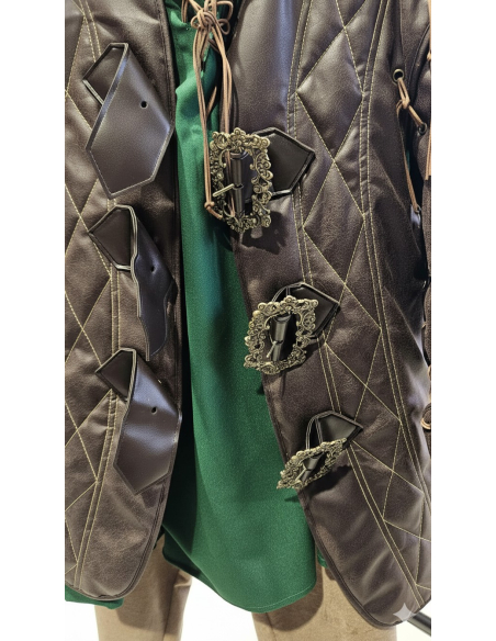 Costume Médiéval Homme Haut de Gamme – Veste Simili Cuir, Chemise & Pantalon