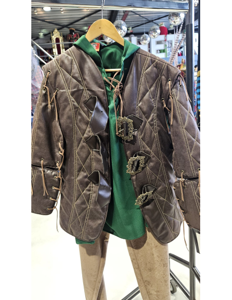 Costume Médiéval Homme Haut de Gamme – Veste Simili Cuir, Chemise & Pantalon