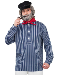 Chemise de Marin Rayée – Col Montant & Patte de Boutonnage (Homme, M à XXXL)