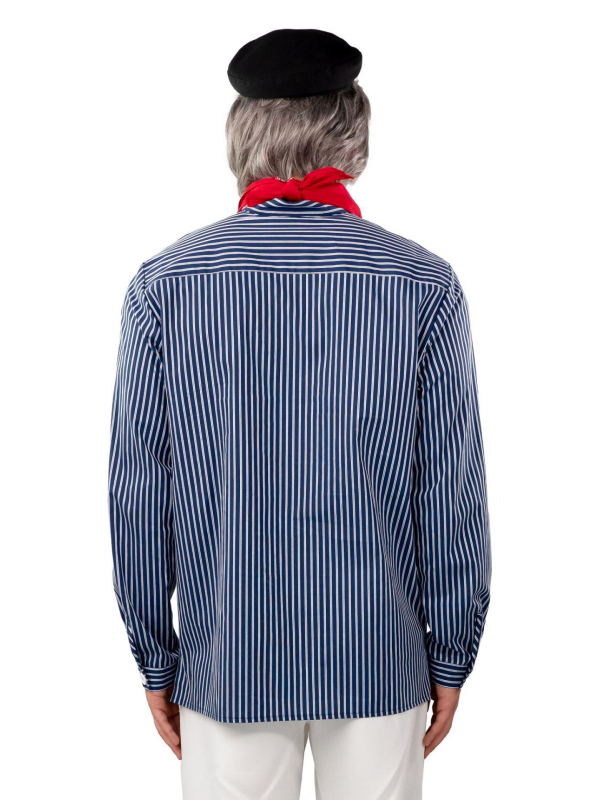 Chemise de Marin Rayée – Col Montant & Patte de Boutonnage (Homme, M à XXXL)