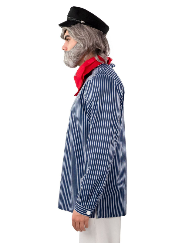 Chemise de Marin Rayée – Col Montant & Patte de Boutonnage (Homme, M à XXXL)