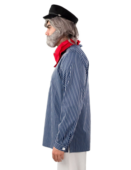 Chemise de Marin Rayée – Col Montant & Patte de Boutonnage (Homme, M à XXXL)