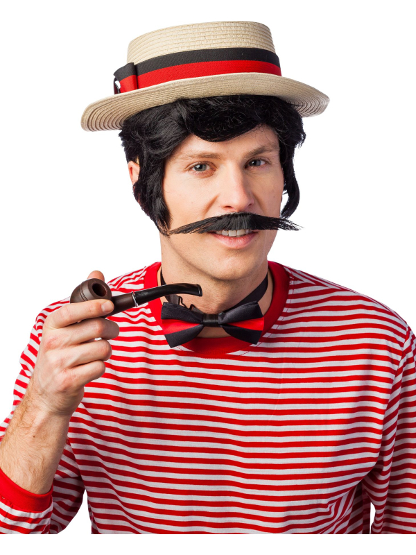 Kit Canotier & Accessoires – Chapeau Rétro, Nœud Papillon & Pipe – Style Gondolier / Belle Époque
