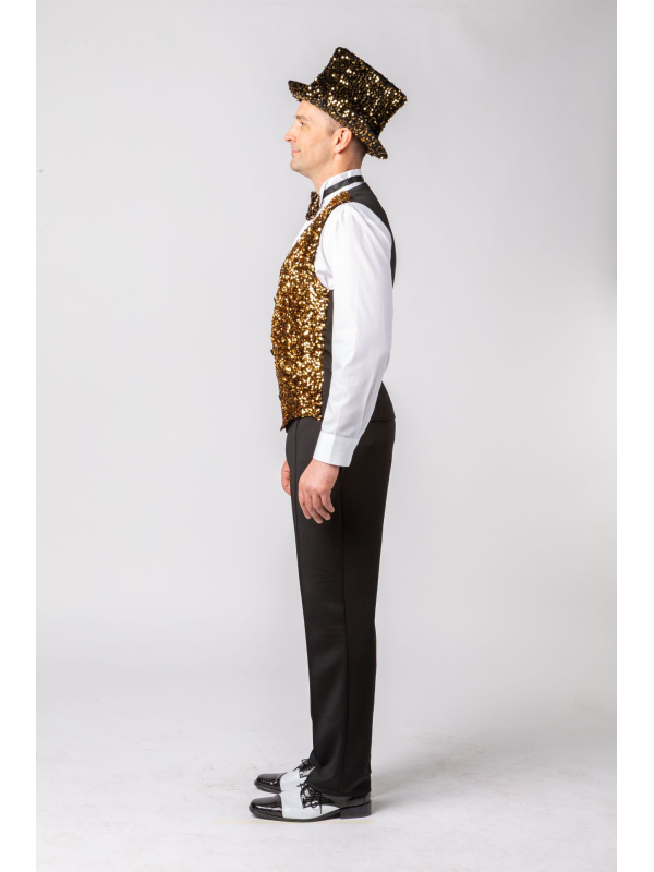 Gilet Doré à Paillettes pour Homme – Tenue Chic & Festive Nouvel An / Cabaret