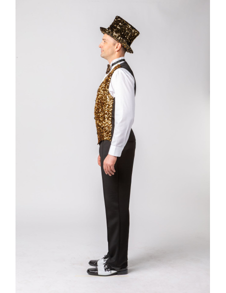 Gilet Doré à Paillettes pour Homme – Tenue Chic & Festive Nouvel An / Cabaret