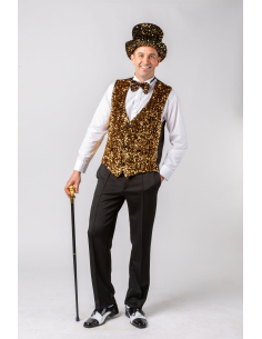 Gilet Doré à Paillettes pour Homme – Tenue Chic & Festive Nouvel An / Cabaret
