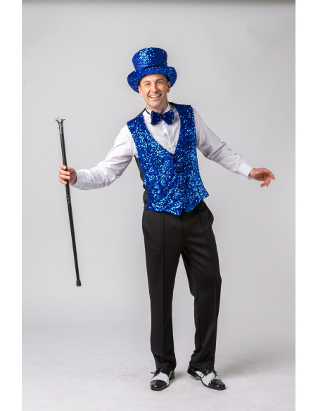 Gilet à Sequins Bleu Homme – Soirée & Spectacle