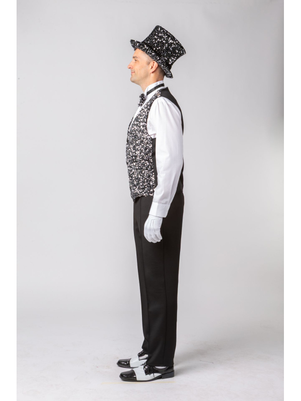 Gilet Séquins Argent Homme – Tenue Festive, Spectacle & Disco