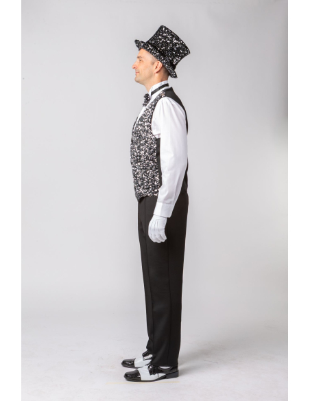 Gilet Séquins Argent Homme – Tenue Festive, Spectacle & Disco