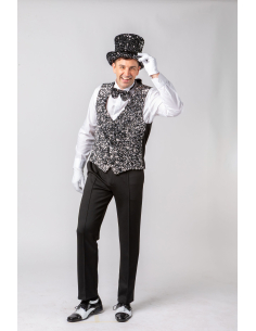 Gilet Séquins Argent Homme – Tenue Festive, Spectacle & Disco