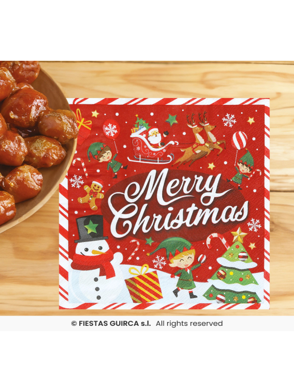 Serviettes de table en papier Noël – Merry Christmas (20 pcs)