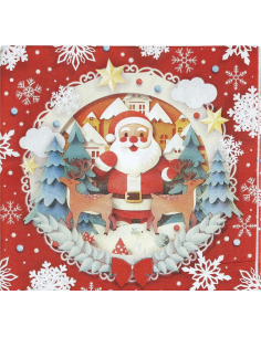 Serviettes de table en papier Noël – Père Noël & Couronne (20 pcs) 2