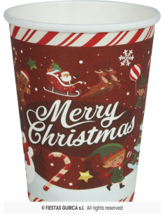 Gobelets de Noël Merry Christmas – Lot de 6 – 240 ml