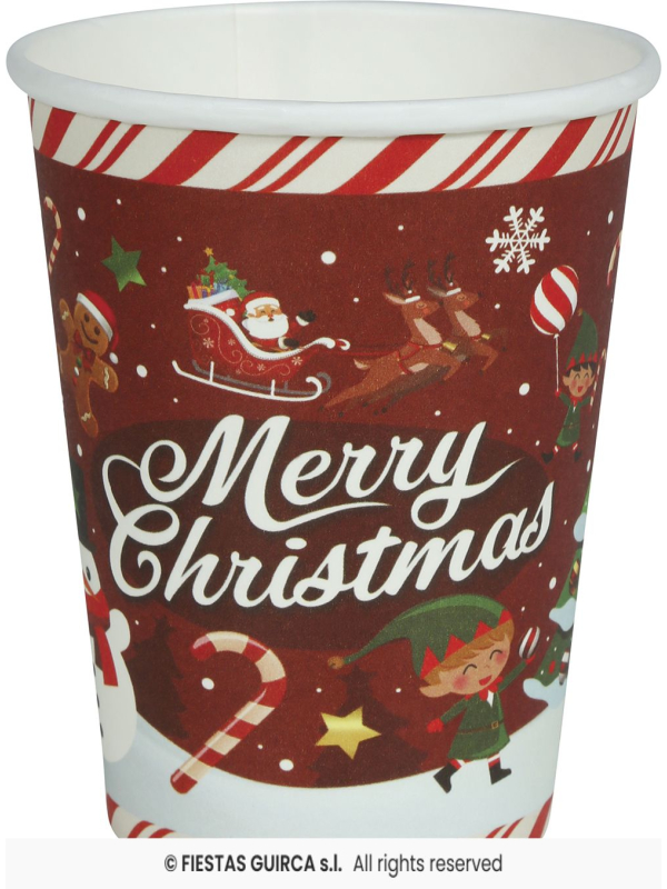 Gobelets de Noël Merry Christmas – Lot de 6 – 240 ml