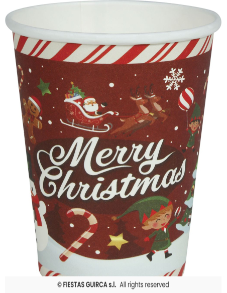 Gobelets de Noël Merry Christmas – Lot de 6 – 240 ml