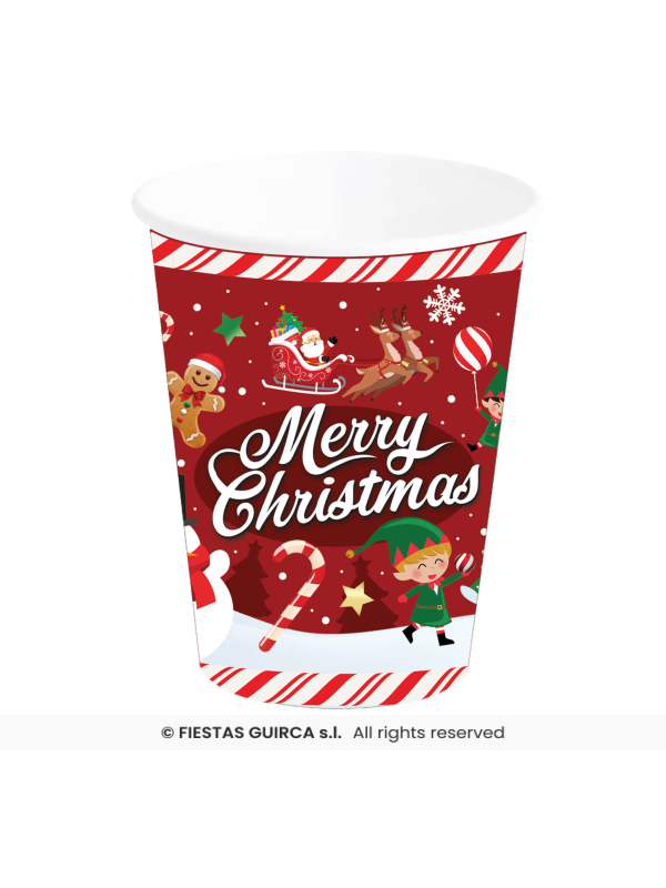 Gobelets de Noël Merry Christmas – Lot de 6 – 240 ml