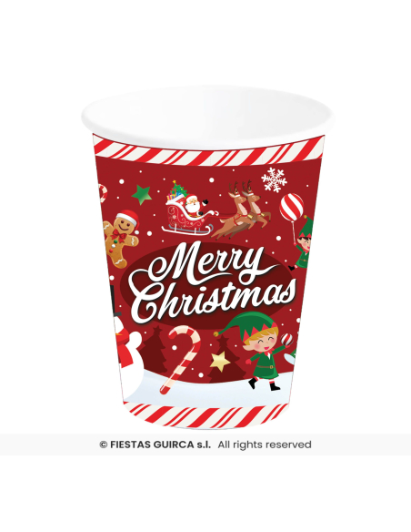 Gobelets de Noël Merry Christmas – Lot de 6 – 240 ml