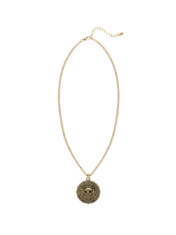 Collier Pirate Crâne & Boussole – Médaillon métal vieil or