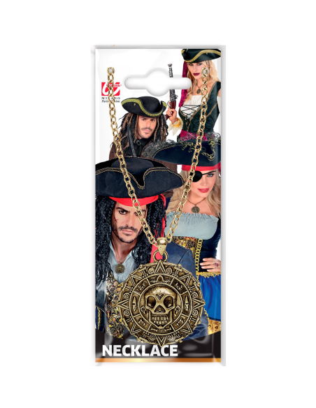 Collier Pirate Crâne & Boussole – Médaillon métal vieil or