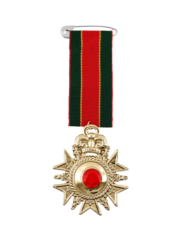Médaille Royale Dorée avec Ruban Rouge & Vert – Accessoire Officier, Roi & Second Empire