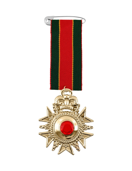 Médaille Royale Dorée avec Ruban Rouge & Vert – Accessoire Officier, Roi & Second Empire