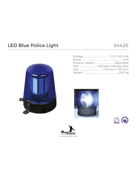Gyrophare LED Bleu – Effet Police Rotatif