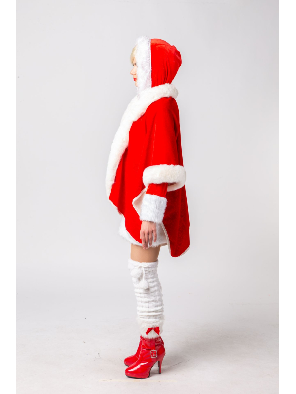 QIZHIQIAMY Cape Noel en Velours Courts Cape Mère de Noël Rouge Santa Mere Deguisement pour Noël, Les Fêtes et Les Jeux de Rôle(Réservé aux Personnes de 14 Ans et Plus