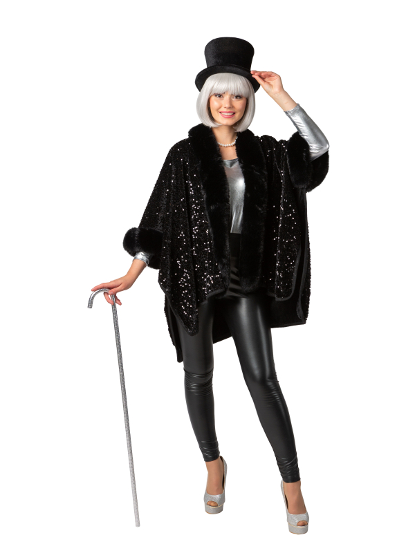 Poncho à Sequins Femme noir