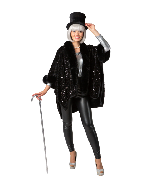 Poncho à Sequins Femme noir