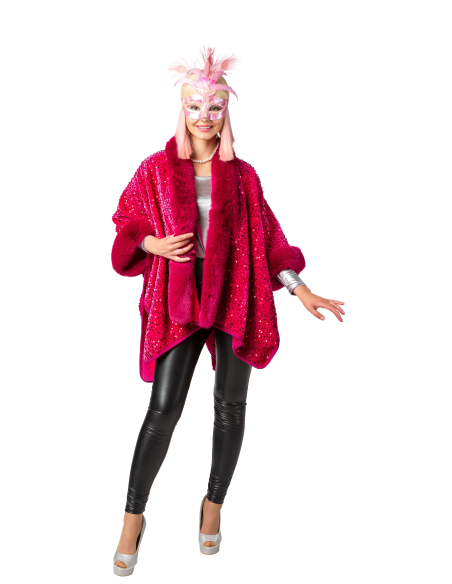 Poncho à Sequins Femme rose