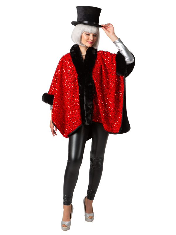Poncho à Sequins Femme rouge