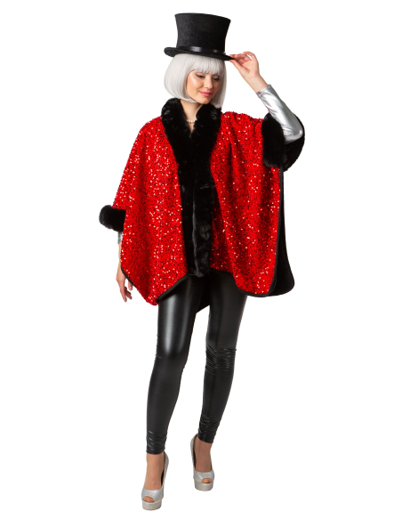 Poncho à Sequins Femme rouge