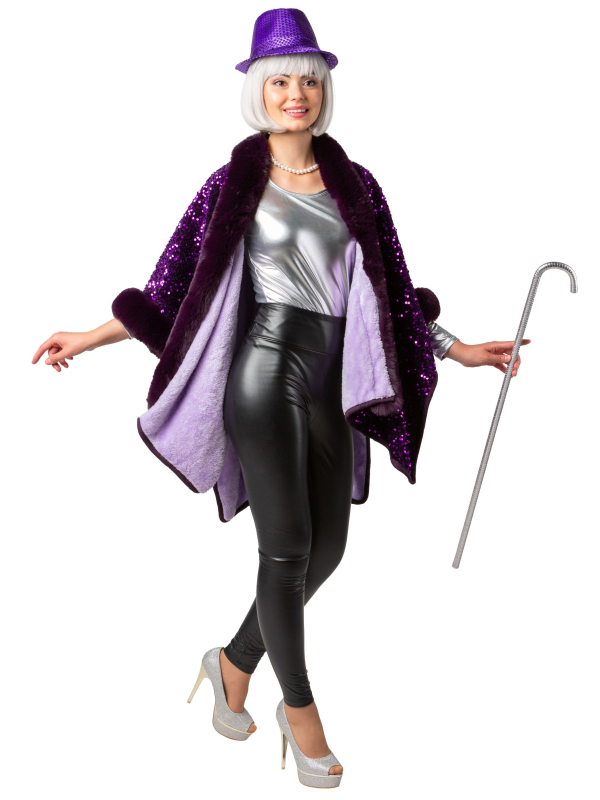 Poncho à Sequins Femme violet