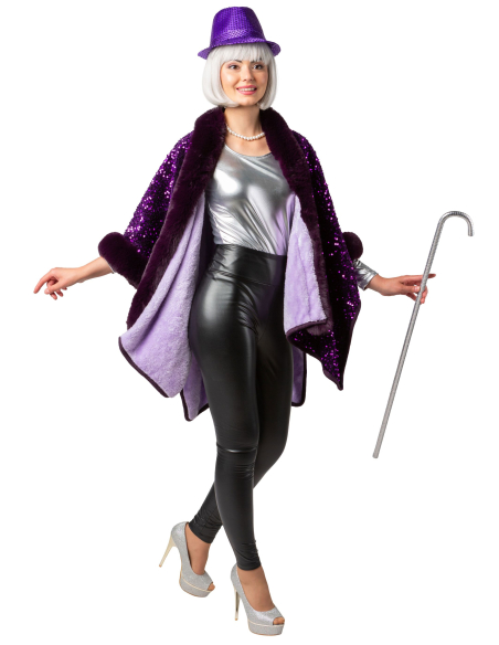 Poncho à Sequins Femme violet