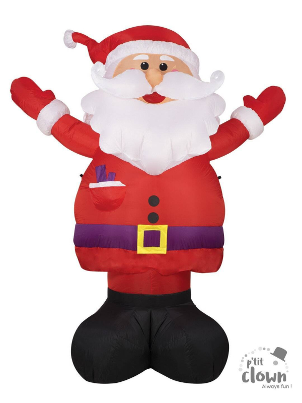 Père Noël Gonflable Lumineux 2,40 m – Décoration Géante de Noël pour Jardin & Vitrine