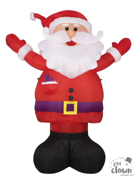 Père Noël Gonflable Lumineux 2,40 m – Décoration Géante de Noël pour Jardin & Vitrine