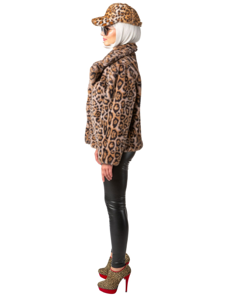 Manteau Léopard Court en Fausse Fourrure – Mixte S/M à XXXL – Style Excentrique Carnaval & Années 80