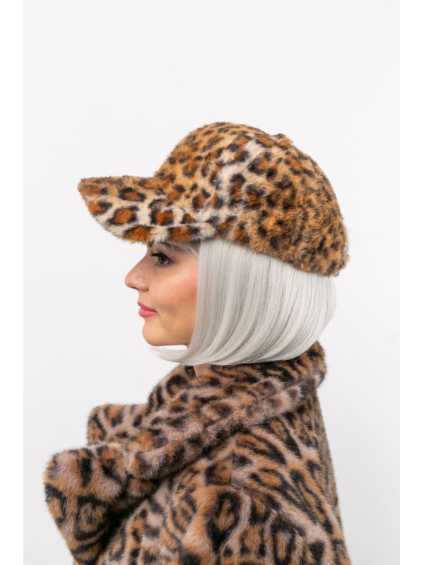 Casquette Léopard en Fausse Fourrure – Taille Unique Ajustable Velcro – Spécial Carnaval & Looks Excentriques